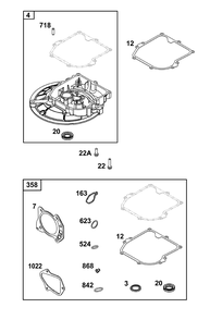 Crankcase Cover/Sump Group Diagram and Parts List for 104M0B-0272-H5 100000 - 19Z999 Briggs and Stratton Engine